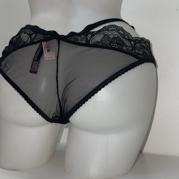 🔥Victoria's Secret Black and Silver Lace Bra Set Sz 36DD // Large new - Picture 5 of 8